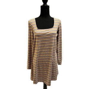 NWT VERO MODA CREAM PURPLE LONG SLEEVE RIBBED DRESS